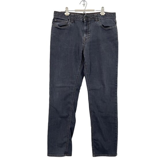 Prana Gray Wash Slim Fit Straight Leg Jeans Mens Size 36 X 32 Long
